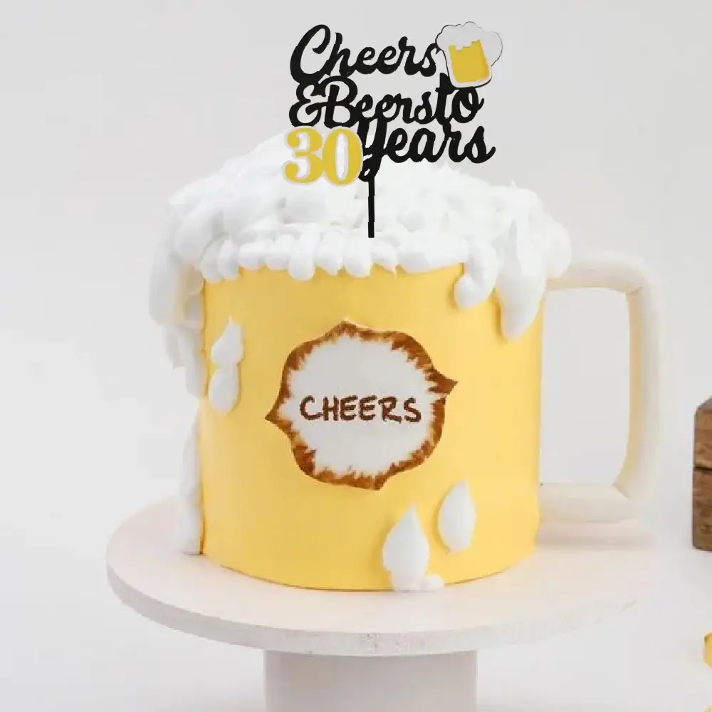 Cheers and Beer to 30 years Cake Topper